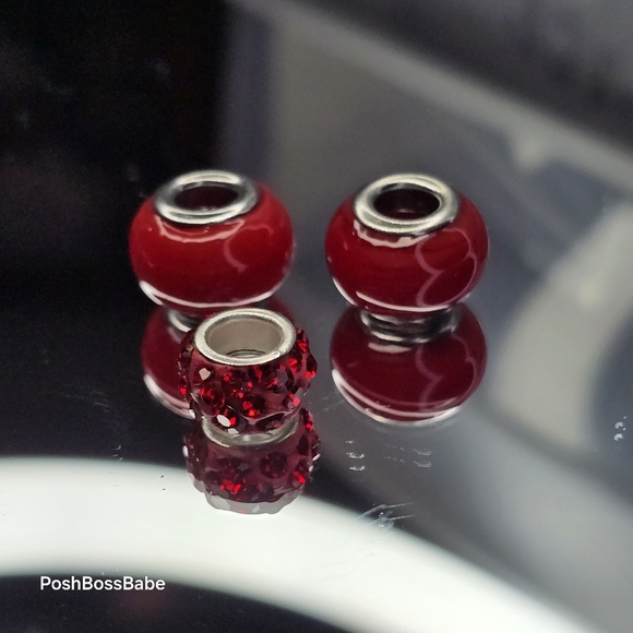 Metal core center glass bead fits pandora type bracelets - Picture 5 of 7